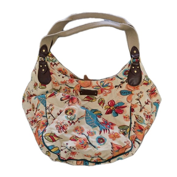 LUCKY BRAND Canvas & Leather Colorful Floral Backpack Shoulder Bag - Picture 12 of 12